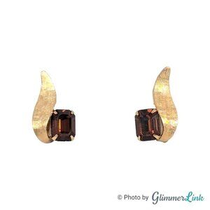 Vintage Van Dell 12K Gold Filled Topaz Colored Glass Screw Back Earrings